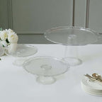 Set of 3 | Clear Plastic Stackable Cupcake Pedestal Display Stands, Dessert Cake Display Holders - 9", 11", 15", alternate