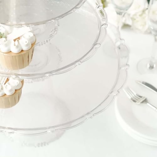 Set of 3 | Clear Plastic Stackable Cupcake Pedestal Display Stands, Dessert Cake Display Holders - 9", 11", 15", alternate