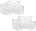 . Set of 3 Crystal Clear Acrylic Cube Display Nesting Riser Stands with Hollow Bottoms | Transparent - 2-Pack in