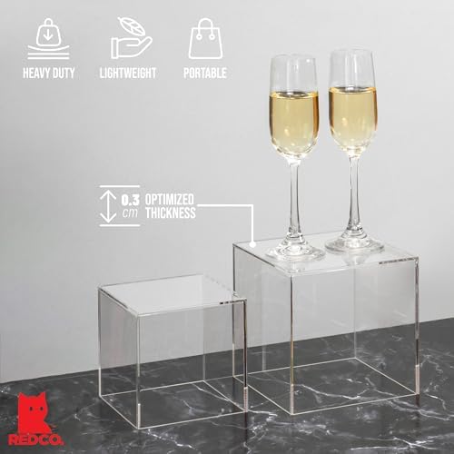 . Set of 3 Crystal Clear Acrylic Cube Display Nesting Riser Stands with Hollow Bottoms | Transparent - 2-Pack in, alternate