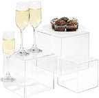 . Set of 3 Crystal Clear Acrylic Cube Display Nesting Riser Stands with Hollow Bottoms | Transparent in Clear