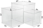 . Set of 3 Crystal Clear Acrylic Cube Display Nesting Riser Stands with Hollow Bottoms | Transparent in Clear, alternate view