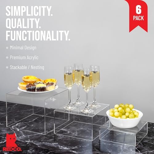 . Set of 3 Crystal Clear Acrylic Cube Display Nesting Risers with Hollow Bottoms, Transparent - 2 Pack in Clear, alternate