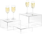 . Set of 3 Crystal Clear Acrylic Cube Display Nesting Risers with Hollow Bottoms, Transparent - 2 Pack in Clear, alternate