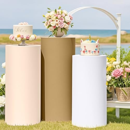 Set of 3 Cylinder Stand Covers Pedestal Covers Multicolor Brown Spandex Cylinder Pedestal Stand Cover Cylinders, alternate