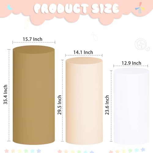 Set of 3 Cylinder Stand Covers Pedestal Covers Multicolor Brown Spandex Cylinder Pedestal Stand Cover Cylinders, alternate