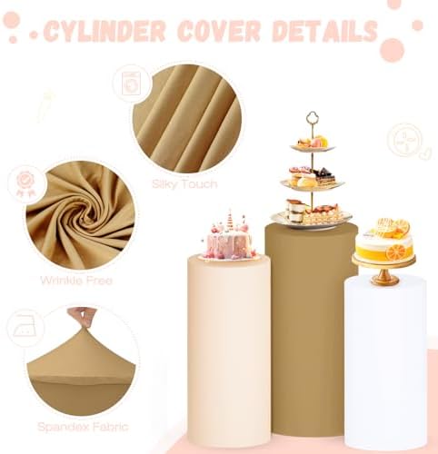 Set of 3 Cylinder Stand Covers Pedestal Covers Multicolor Brown Spandex Cylinder Pedestal Stand Cover Cylinders, alternate