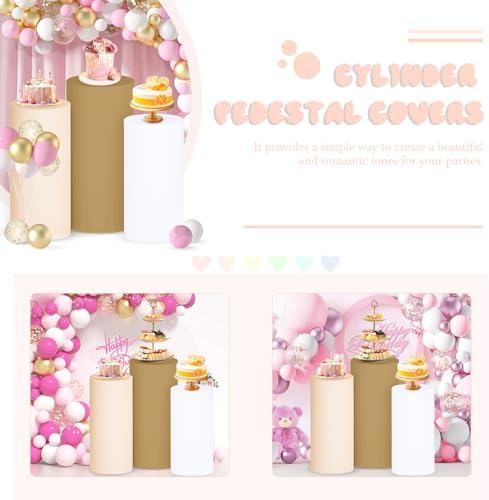 Set of 3 Cylinder Stand Covers Pedestal Covers Multicolor Brown Spandex Cylinder Pedestal Stand Cover Cylinders, alternate