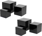 . Set of 3 Glossy Black Acrylic Cube Display Nesting Riser Stands with Hollow Bottoms - 2-Pack in Black