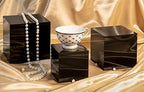 . Set of 3 Glossy Black Acrylic Cube Display Nesting Riser Stands with Hollow Bottoms - 2-Pack in Black, alternate view 2