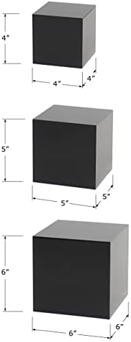 . Set of 3 Glossy Black Acrylic Cube Display Nesting Riser Stands with Hollow Bottoms - 2-Pack in Black, alternate view 3