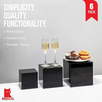 . Set of 3 Glossy Black Acrylic Cube Display Nesting Riser Stands with Hollow Bottoms - 2-Pack in Black, alternate view 4