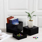 . Set of 3 Glossy Black Acrylic Cube Display Nesting Risers with Hollow Bottoms - 2 Pack in Black, alternate view 2