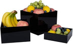 . Set of 3 Glossy Black Acrylic Cube Display Nesting Risers with Hollow Bottoms - 2 Pack in Black, alternate view 7