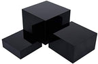 . Set of 3 Glossy Black Acrylic Cube Display Nesting Risers with Hollow Bottoms in Black