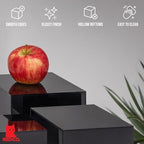 . Set of 3 Glossy Black Acrylic Cube Display Nesting Risers with Hollow Bottoms in Black, alternate view 6