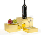 . Set of 3 Glossy Gold Acrylic Cube Display Nesting Risers with Hollow Bottoms - 2 Pack in Gold, alternate view 5
