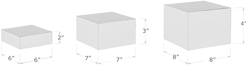 . Set of 3 Glossy Silver Acrylic Cube Display Nesting Risers with Hollow Bottoms - 2 Pack in Silver, alternate view 3