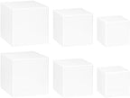 . Set of 3 Glossy White Acrylic Cube Display Nesting Riser Stands with Hollow Bottoms - 2-Pack in White
