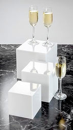 . Set of 3 Glossy White Acrylic Cube Display Nesting Riser Stands with Hollow Bottoms - 2-Pack in White, alternate view 2