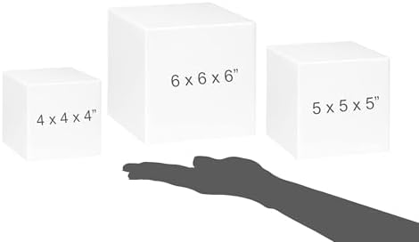. Set of 3 Glossy White Acrylic Cube Display Nesting Riser Stands with Hollow Bottoms - 2-Pack in White, alternate view 4