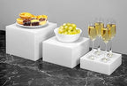 . Set of 3 Glossy White Acrylic Cube Display Nesting Risers with Hollow Bottoms in White, alternate view 2