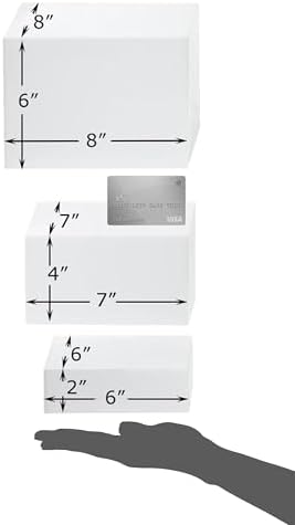. Set of 3 Glossy White Acrylic Cube Display Nesting Risers with Hollow Bottoms in White, alternate view 3