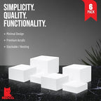 . Set of 3 Glossy White Acrylic Cube Display Nesting Risers with Hollow Bottoms - 2 Pack in White, alternate view 5