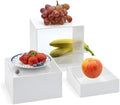 . Set of 3 Glossy White / Clear Top Acrylic Cube Display Nesting Risers with Hollow Bottoms in White / Clear