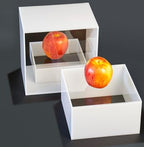 . Set of 3 Glossy White / Clear Top Acrylic Cube Display Nesting Risers with Hollow Bottoms in White / Clear, alternate view