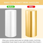 Set of 3 - Gold Cylinder Pedestal Stand Covers in Gold, alternate view 5