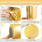 Set of 3 - Gold Cylinder Pedestal Stand Covers in Gold, alternate view 6