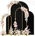 Set of 3 Metal Arch Backdrop Stands with Black Covers, 6/6.6/7.2FT