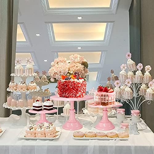 Set of 3 Pieces Cake Stands Iron Cake Holder Dessert Display Plate Serving Tray for Baby Shower Wedding Birthday, alternate