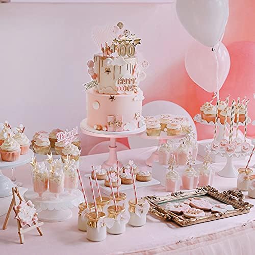 Set of 3 Pieces Cake Stands Iron Cake Holder Dessert Display Plate Serving Tray for Baby Shower Wedding Birthday, alternate