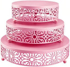 Set of 3 Pink cake stands, 8/10/12-inch round dessert display plates, stackable cupcake stands, ideal for