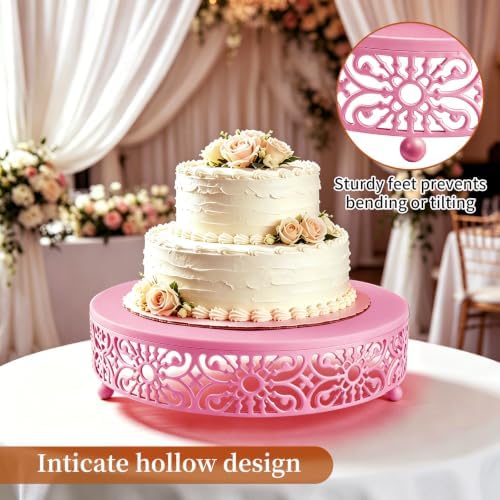 Set of 3 Pink cake stands, 8/10/12-inch round dessert display plates, stackable cupcake stands, ideal for, alternate view 3