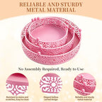 Set of 3 Pink cake stands, 8/10/12-inch round dessert display plates, stackable cupcake stands, ideal for, alternate view 4