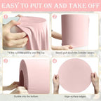 Set of 3 - Pink Cylinder Pedestal Stand Covers in Pink, alternate view 6