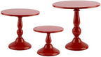 Set of 3 Red Cake Stands, Metal Round Cake Holder Dessert Pie Pizza Display Stand 8" 10" 12" Serving Tray