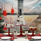 Set of 3 Red Cake Stands, Metal Round Cake Holder Dessert Pie Pizza Display Stand 8" 10" 12" Serving Tray, alternate view 2