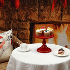 Set of 3 Red Cake Stands, Metal Round Cake Holder Dessert Pie Pizza Display Stand 8" 10" 12" Serving Tray, alternate view 7