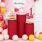 Set of 3 Red Cylinder Covers for Party, Stretch Spandex Cloth in Red, alternate view 2