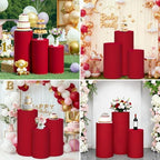 Set of 3 Red Cylinder Covers for Party, Stretch Spandex Cloth in Red, alternate view 5