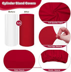 Set of 3 Red Cylinder Covers for Party, Stretch Spandex Cloth in Red, alternate view 6