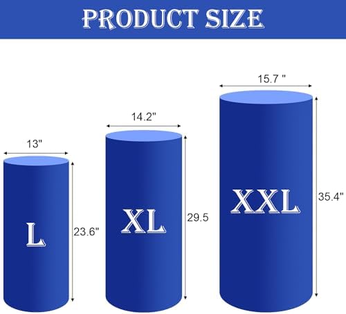 Set of 3 - Royal Blue Cylinder Pedestal Stand Covers in Royal Blue, alternate view 3