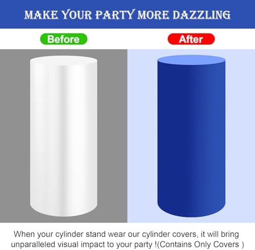 Set of 3 - Royal Blue Cylinder Pedestal Stand Covers in Royal Blue, alternate view 5