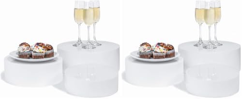 . Set of 3 Sizes (10", 8", 7") Acrylic Round Cylinder Display Nesting Riser Stands with Hollow Bottoms, Glossy