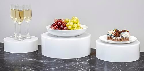 . Set of 3 Sizes (10", 8", 7") Acrylic Round Cylinder Display Nesting Riser Stands with Hollow Bottoms, Glossy, alternate