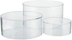 . Set of 3 Sizes (6", 5", 4") Acrylic Round Cylinder Display Nesting Riser Stands with Hollow Bottoms, Crystal